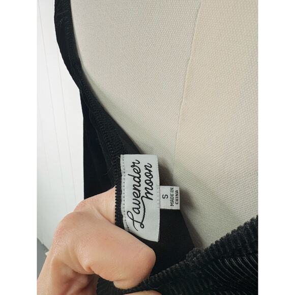 Lavender Moon Black Ribbed Ruched Crop Top Small Long Sleeve Ren Fair Peasant - Picture 7 of 7